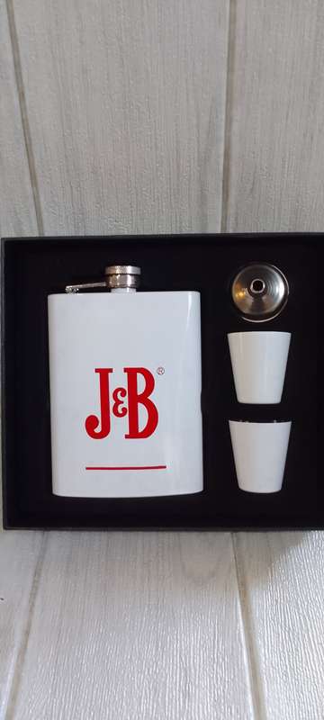 j b whisky hip flask gift set new